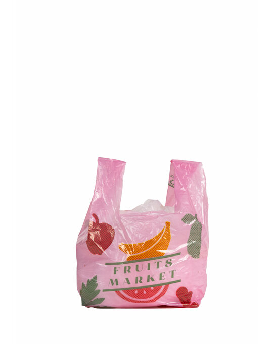 Τσάντα τυπωμένη - Κρεμαστάρι Νο: 45 Ροζ"Fruit Market"